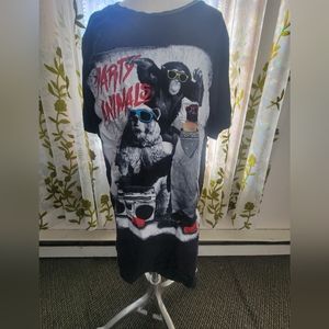 Hybrid Tees Party Animals graphic tshirt bear penguin chimpanzee Small black